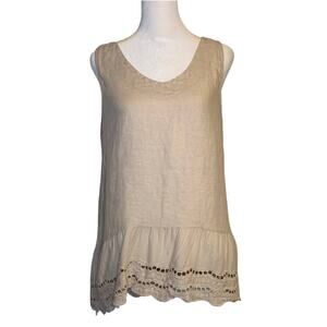 Valentina Naldi light tan linen sleeveless top size M